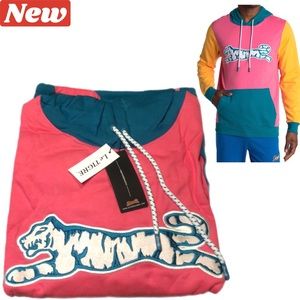 🆕 LE TIGRE Colorblock Logo Drawstring Hoodie